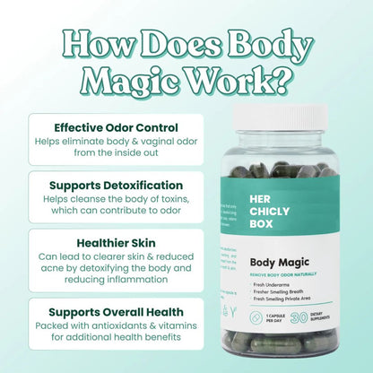 Body Magic Chlorophyll Capsules - For Body Odor, Detox & Skin
